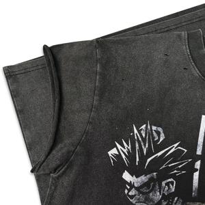 เสื้อยืดผู้ชายสไตล์วินเทจสีดำลายการ์ตูน พิมพ์ลายหนา ระบายอากาศได้ดี ทรงโอเวอร์ไซส์ ผ้าคอตตอนแท้ ซักย้อมสีแบบแอซิดวอช แขนเดี่ยว รับผลิตแบบ OEM - Product Image 5
