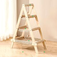 Arbre à chat en bois moderne à 3 niveaux avec échelle, lit multi-niveaux, hamac pour grand chat et poteau à gratter