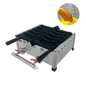 Sıcak satış muz şekli Waffle makinesi 5 adet gaz modeli paslanmaz çelik muz kek Waffle Baker yapma makinesi aperatif ekipmanları