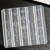 Moule à ongles en silicone 3D motif croix gothique, moule à ongles punk sombre, moule en silicone pour nail art avec motif croix en relief