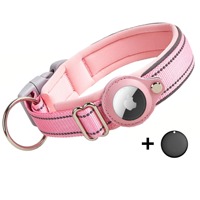 Collier noir + traceur pour Apple AirTag, collier anti-perte pour animaux de compagnie, pour chiens