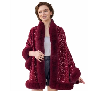 Capa de piel sintética brillante con lentejuelas para mujer, abrigo cálido sin mangas con frente abierto y efecto esponjoso para fiestas nocturnas en climas fríos - Product Image 4