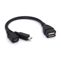 Micro USB OTG Splitter Kabel, USB 2.0 Female Ke USB Mikro Male dan Micro 5 Pin Perempuan Adaptor Host Converter Kabel