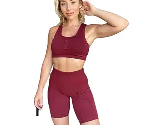 Wholesale Custom Summer Women Gym Fitness Eco Friendly Yoga Shorts sets Two Piece Seamless Wear