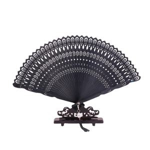 Fatingna verano estilo Retro 33cm pluma de pavo real abanico plegable Hanfu mujeres chino bambú Cheongsam impreso flor fiesta estilo - Product Image 5