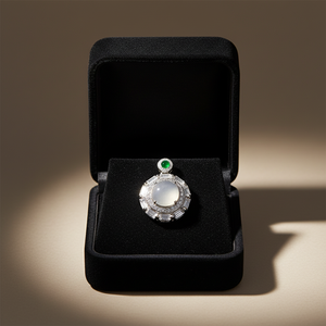 Juego de Colgante de Jadeíta de Plata Pura 925 Qingyabailu Feicui, Estilo Clásico, Joyería de Aniversario, Certificado Auténtico, Lujoso y Exquisito - Product Image 5