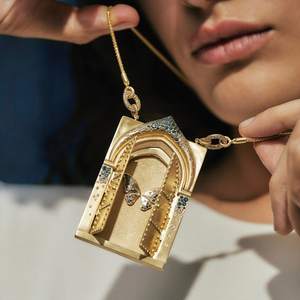 Elementi Vintage tarocchi carta apertura e chiusura collana farfalla renation Gate ciondolo con diamanti - Product Image 1