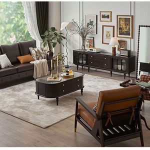 Modern <strong>Retro</strong> <strong>TV</strong> <strong>Stand</strong> &amp; Coffee Table Combo Simple Solid Wood Living Room Furniture for Home Storage in Bedroom - Product Image 5
