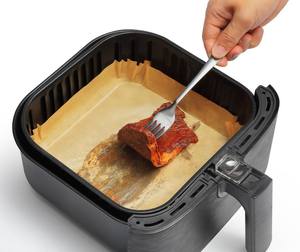 Revestimiento de papel desechable para freidora de aire, 125 Uds., papel pergamino cuadrado, revestimiento de cesta antiadherente para freidora de aire para horno microondas de vapor - Product Image 4