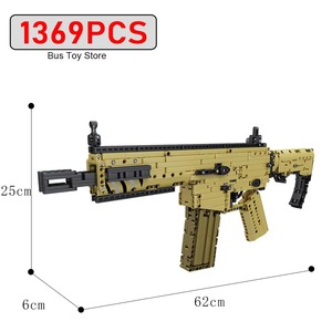 Mould <span class=keywords><strong>King</strong></span> 14015 Fusil militaire Scar, modèle d'arme à feu en briques, jouets de construction DIY, ensemble de blocs de construction pour enfants - Product Image 1