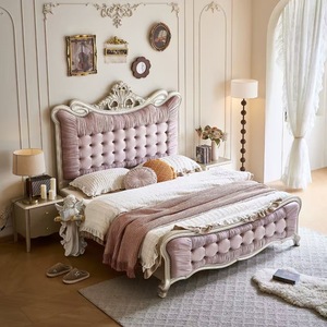 Modern Home Furniture Bedroom Set <b>Storage</b> Multi Functional <b>Double</b> King Size Wooden Pink Cute Canopy <b>Beds</b> - Product Image 3