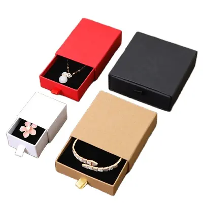 Boîte d'emballage en carton pour bijoux, avec Logo imprimé personnalisé, tiroirs en papier, vente en gros, unités