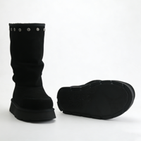 Vente en gros OEM/ODM Bottes d'hiver classiques en cuir pour femmes Chaussures hautes jusqu'au genou Chaudes Fourrure Cuir de vache Peau de mouton Vente directe d'usine