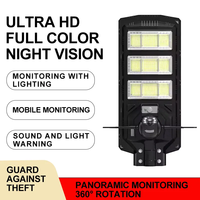 Lampu Jalan Keamanan LED Tenaga Surya dengan Kamera WiFi 4G 4MP IP66 Plastik ABS Peringatan Suara dan Penglihatan Malam Inframerah