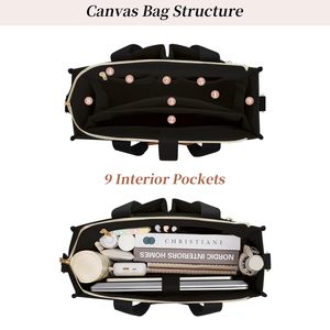 Women's <b>Canvas</b> Tote <b>Bag</b> <b>Large</b> Crossbody <b>Bag</b> with Inner Cup Holder & Padded Compartment for Work College Travel - Product Image 3