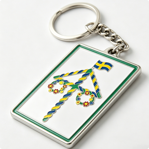 Porte-clés personnalisé en alliage de zinc émaillé souple, motif Maypole d'été, plaqué nickel, style vintage, souvenir de festival pour touristes - Product Image 2