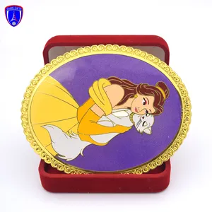 Netherlands custom OEM stained glass Belle and cat lapel pin translucent princesses pins as limited edition souvenir