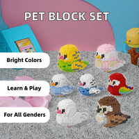 Ensemble de 7 micro-blocs de construction d'animaux : Perroquet, Ara, Nymphéa, Moineau - Modèle en briques à construire soi-même - Cadeau pour enfants et collectionneurs adultes