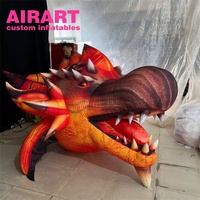 Dragon gonflable rouge, tête de dragon gonflable réaliste pour la fête
