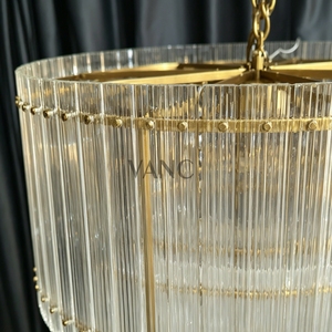 Lampadario americano di lusso in ottone trasparente fatto a <span class=keywords><strong>mano</strong></span> in vetro a doppio strato per soggiorno sala da pranzo Hotel - Product Image 3