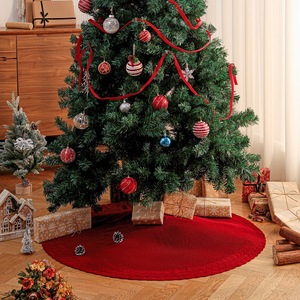 Falda Rústica de Punto Festoneada para Árbol de Navidad, 24/36/48 Pulgadas, con Lazos Rojos, Cubre Base de Árbol, Directo de Fábrica, Ecológico y Reutilizable - Product Image 2