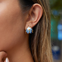 Bijoux pour femmes, style américain, boucles d'oreilles en acier inoxydable, luxe léger, design d'insectes et d'animaux, bijoux printemps-été