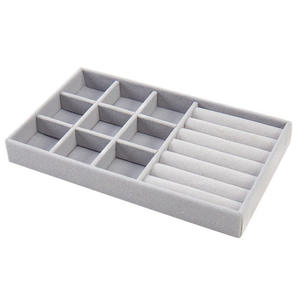 HKZB Nouveau Plateau de Présentation en Flanelle Boîte de Rangement Divisée pour Bagues Boucles d'Oreilles Pendantes Colliers et Pendentifs - Product Image 3