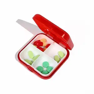 กล่องใส่ยาแบบพกพาขนาดเล็ก,กล่องใส่ยากันน้ำ4ช่องสีสันสดใสสำหรับใส่ของเดินทางโลโก้แบบกำหนดเอง