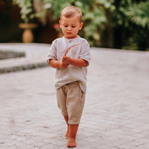 <span class=keywords><strong>Pantaloni</strong></span> corti per bambini in cotone di <span class=keywords><strong>lino</strong></span> estivo con tasca laterale sul polsino arrotolato - Product Image 4