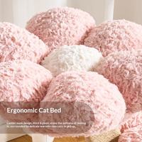 Arbre à chat floral 3 niveaux avec lit, structure d'escalade et griffoir, en tissu durable et résistant aux griffures, style mignon, pour chats toutes saisons