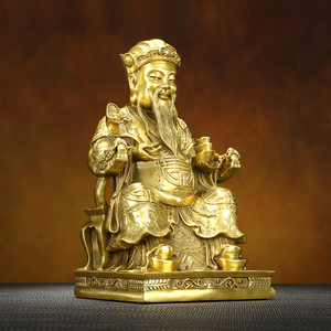 Figura de Cobre del Dios de la Tierra, Fundida a Mano, Estatua Sentada, Decoración de Interiores, Regalo de Año Nuevo Chino - Product Image 2