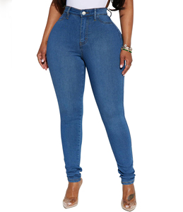 Jean <span class=keywords><strong>Pantalon</strong></span> Slim <span class=keywords><strong>Femme</strong></span> Vintage Toutes Saisons Très Extensible Bleu Clair Élastique Legging pour Maman Style Décontracté Taille Haute Vente en Gros - Product Image 1