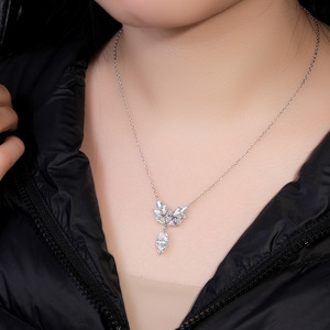 Collar con Colgante de Moissanita Corte Marquesa de 3CT, Oro en Plata de Ley 925, D VVS1, para Regalo - Product Image 6