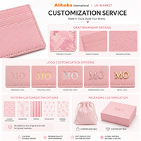 Portefeuille fin tendance à motif pixel en cuir rose pour le bureau et les trajets quotidiens, avec finition des bords peints à l'huile et rangement facile pour les cartes