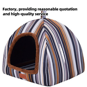 Pequeña cama de lujo para mascotas de interior, cojín de felpa plegable portátil de moda de verano, lavable, extraíble para gatos, cachorros, triangulación de envíos - Product Image 2