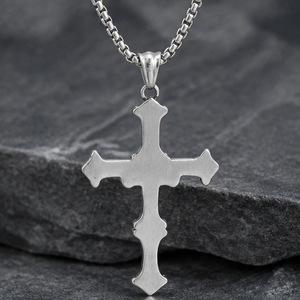 yunnique Stainless Steel <b>Cross</b> Pendant Necklace For Men Punk Retro Style Geometric Design JD215 - Product Image 3