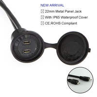 Conector Micro USB 2.0 Hembra/Macho de 22mm con Contactos de Latón de 2 Capas para Montaje en Panel de Aluminio, Cable de 60cm, Conector de Panel Micro USB de 2 Niveles