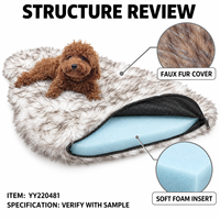 Yangyangpet Tapis-lit pour chien en fausse fourrure, mousse ordinaire, lavable