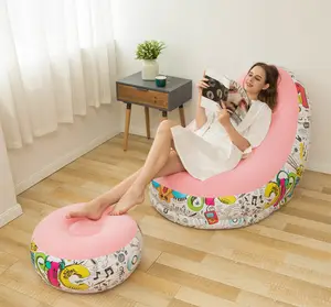 Living Room Bedroom Beach Lazy Relaxing Sofa Chair Modern Portable Single Air Inflatable Sofa with Ottoman