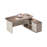 Bureau de direction moderne convertible et modulaire en bois et PVC avec tiroir, fourni par l'usine, table de travail informatique économique pour le personnel de bureau à domicile