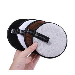 Meilleure vente <span class=keywords><strong>bambou</strong></span> double face rond cosmétique microfibre <span class=keywords><strong>lavable</strong></span> Facia bouffée réutilisable <span class=keywords><strong>démaquillant</strong></span> éponge jetable - Product Image 1