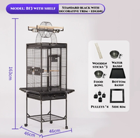 Vente en gros de cages à oiseaux en acier noir, en métal, en fer, pour canaris, oiseaux de compagnie, grands perroquets, en vente