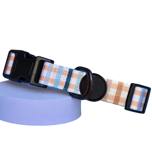 Collier pour chien vintage style vichy, durable, réglable, en mélange de poly-nylon, avec boucle verrouillable et anneau en D soudé - Product Image 2