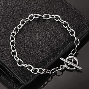 Pulsera de Cadena Cruzada de Acero Inoxidable de 17, 18, 19, 20, 21 cm con Cierre OT para Mujer - Product Image 4