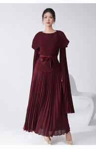 Fashionable Pleated Dress Two-piece Set High-end <b>Top</b> + Long <b>Swing</b> Skirt Suit Dress Skirt a Complete Set - Product Image 5