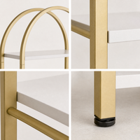Étagère de rangement en fer doré moderne à cinq niveaux en forme d'arche, idéale pour la décoration de la maison, de la salle à manger et du salon d'appartement