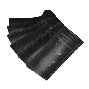 Good price heavy weight stretch black slub cotton polyester spandex denim fabric manufacturer