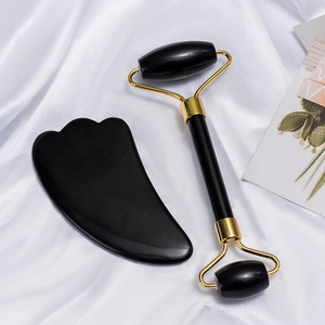 Appareil de massage pour le visage de haute qualité, accessoire pour soins du visage, en obsidienne noire naturelle, rouleau en Jade, idée cadeau - Product Image 5