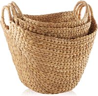 Paniers de rangement multifonctionnels pour bateau avec poignées - Organisateurs en jacinthe d'eau naturelle tressée pour couvertures, chambre à coucher