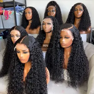 Hot Beauty 13x4 Lace Frontal Wholesale Cheap Wig Deep Curly Raw Virgin Cuticle Aligned hair Brazilian Wigs Human Hair Lace Front